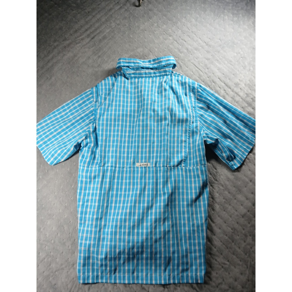 Habit Mens XL Fishing Shirt Blue Plaid Short Sleeve UPF 40+ Ventilated Mesh Back - Picture 8 of 9